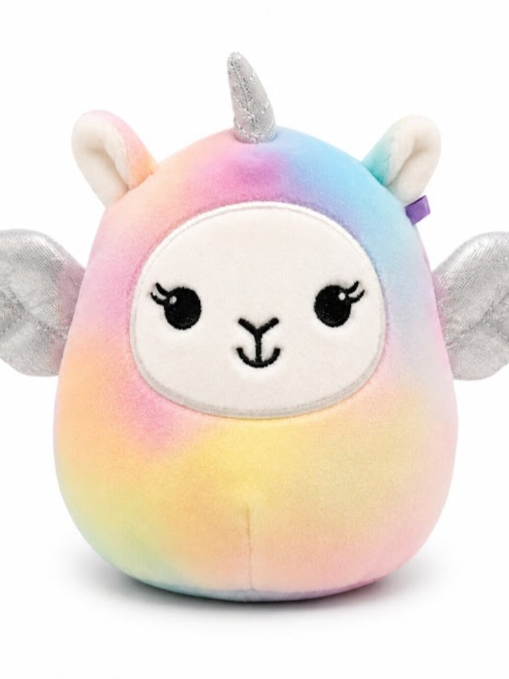 Squishmallow Pastel Rainbow Unicorn Llama Pegasus Plush Silver Wings Horn 5"
